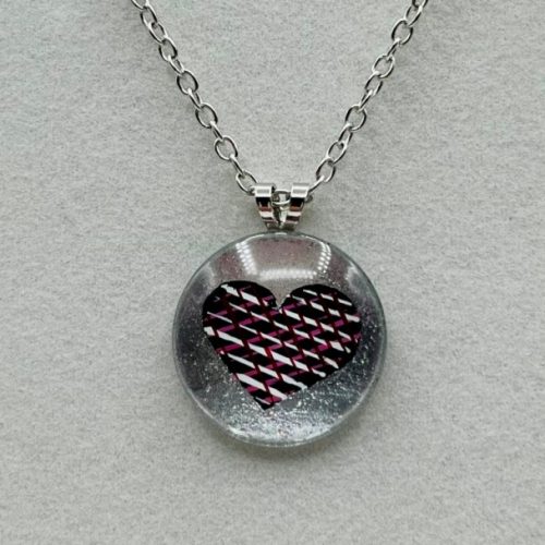 Hand Painted Heart in Red and White Necklace