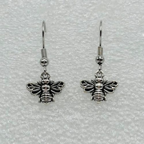 Tiny Antique Silver Bee Earrings