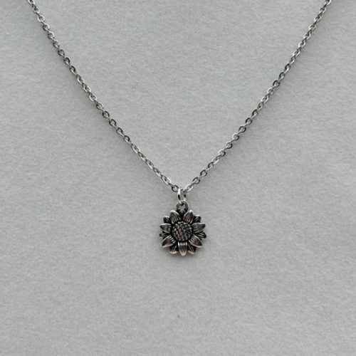 Antique Silver Sunflower Necklace
