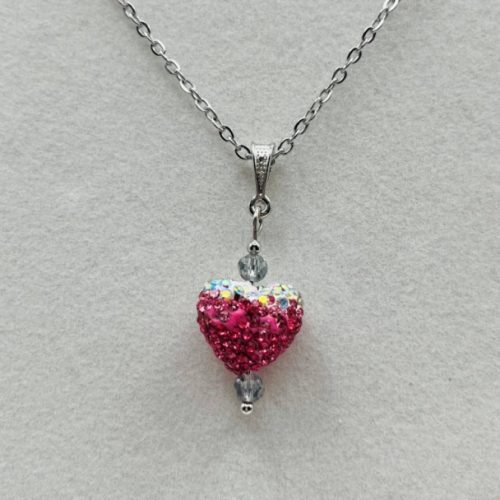 Pink and White Heart Necklace