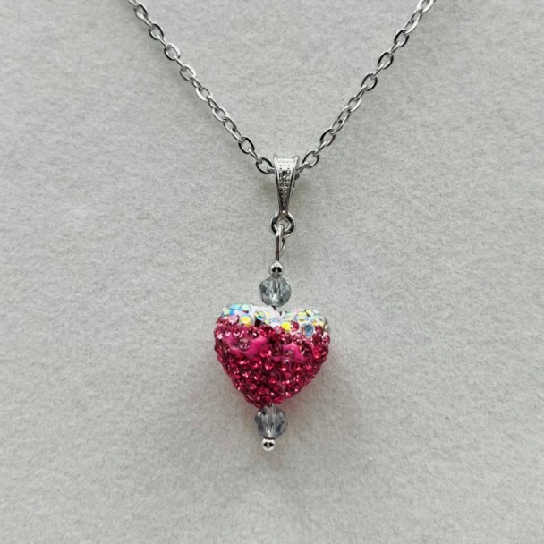 Pink and White Heart Necklace