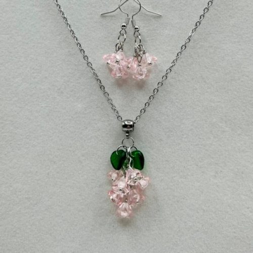 Pink Flower Cluster Necklace