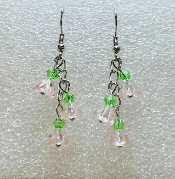 Pink Flower Cascade Earrings