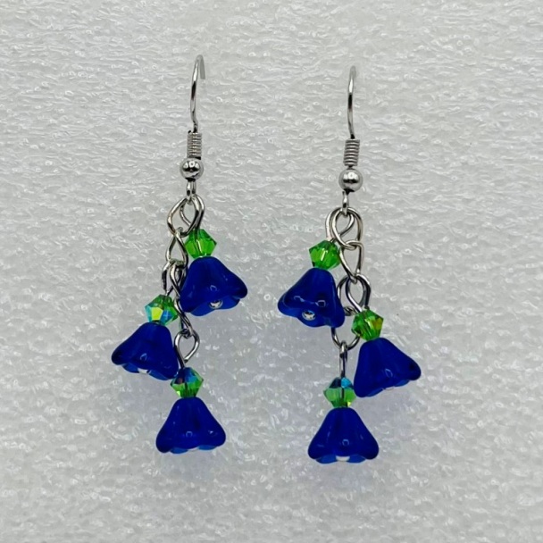 Blue Flower Cascade Earrings