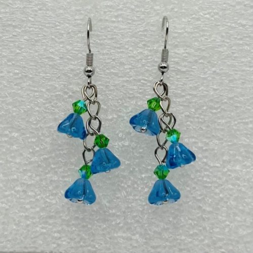 Light Blue Flower Cascade Earrings